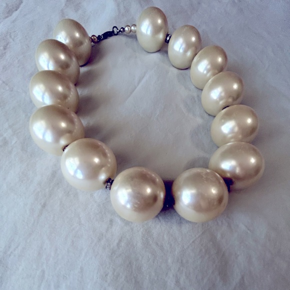 Large Pearl Ball Necklace w/ Tiny Diamond Pieces ✨Fun Festive Piece-Creative✨ - Picture 3 of 3